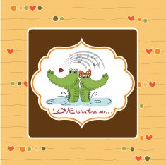 Crocodiles in love Valentine's day card N5