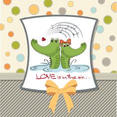Crocodiles in love Valentine's day card N6