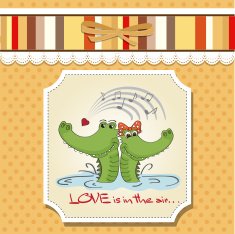 Crocodiles in love Valentine's day card N7