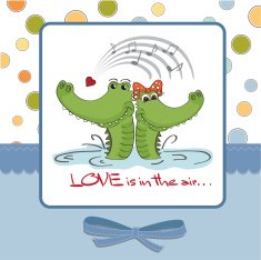 Crocodiles in love Valentine's day card N9