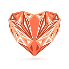 Stylish geometric heart isolated on white
