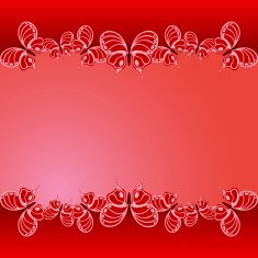 St Valentine red butterflies card background