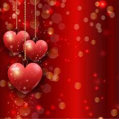 Hanging hearts Valentine's Day background