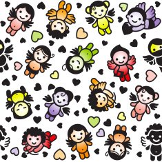 Cupids set color icons wrapping paper N2