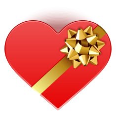 Gift heart with bow top view Valentine's day