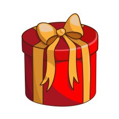 Present box with ribbon and bow N17