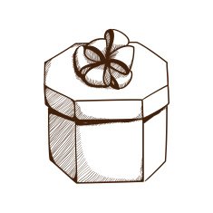 Present box with ribbon and bow N19