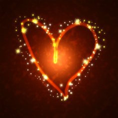 burning heart with sparkles
