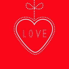 Hanging red heart with bow Love card