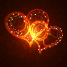 burning hearts with sparkles