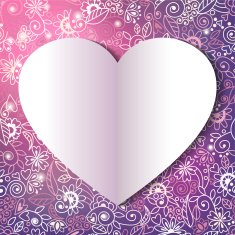 Romantic background with floral ornament and hearts