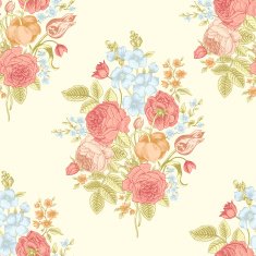 Seamless vector vintage pattern with Victorian bouquet N3