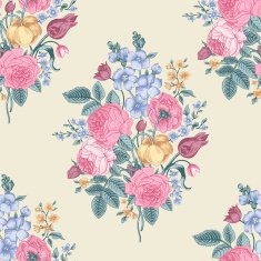 Seamless vector vintage pattern with Victorian bouquet N5