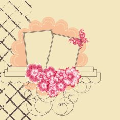 Floral scrapbook card with butterfly vector illustration N5