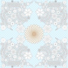 Modern invitation card on polka dot background with flowers