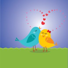 Little love birds with heart