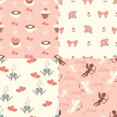 Set of four romantic seamless pattern
