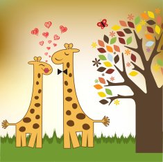 Funny giraffe couple in love N6