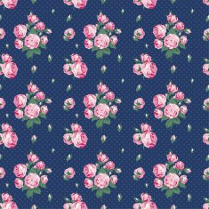 Dark blue seamless pattern in peas with roses