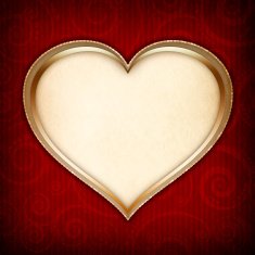 Valentine's Day template - heart on red patterned background
