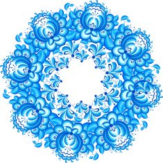 Abstract floral vector circle in gzhel style