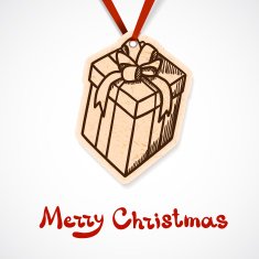 Present box paper label on ribbon N2