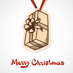 Present box paper label on ribbon N3