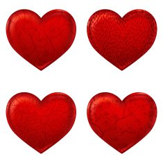 Red hearts 3d simple icon made with meshes