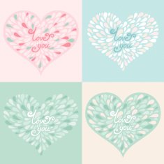 Vector set Valentine hearts with text love you N2