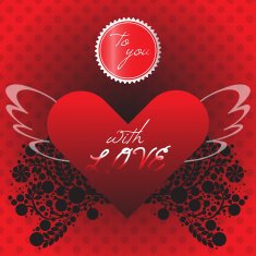 Valentine card love heart flowers banner