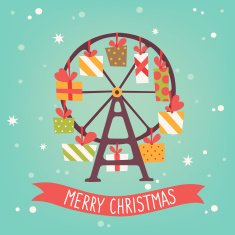 Carousel of presents Christmas greeting card