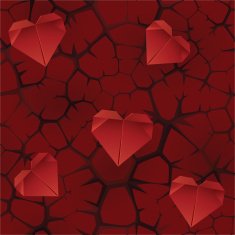 Seamless thorns backgrouns with paper hearts