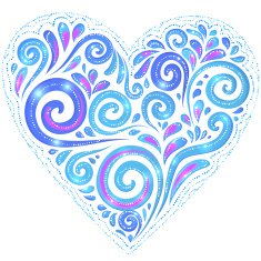 Blue vector shining heart on dark-blue background N2
