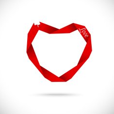 Vector heart made from red paper ribbon