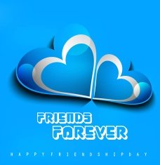 Beutiful illustration friends forever background with blue colorful hearts vector