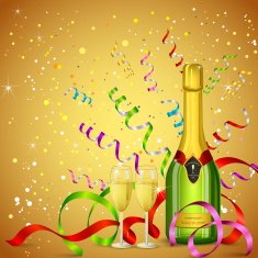 champagne bottle and glass N3