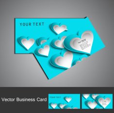 Fantastic Valentine's Day blue colorful heart business card set illustration