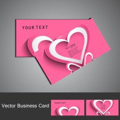 Shiny pink colorful heart business card set design