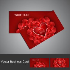 Red Business card set Valentine's Day bright colorful heart illustration