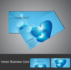 Creative Valentine's Day bright blue colorful heart business card set