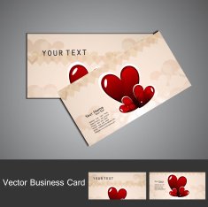 Valentine's Day business card set colorful heart illustration