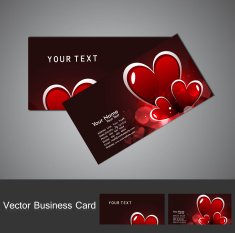 Creative Valentine's Day bright colorful heart business card set vector