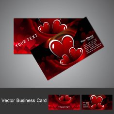 Valentine's Day colorful heart business card set background vector