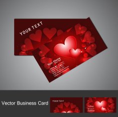 Valentine's Day colorful heart business card set illustration vector