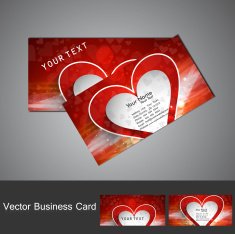 Valentine's Day red Business card set colorful heart vector design