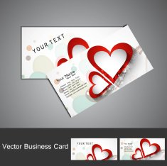 Creative Business card set Valentine's Day colorful heart vector illustration