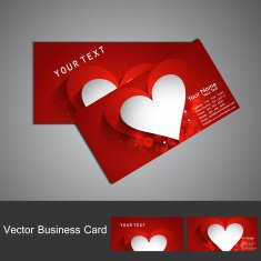 Business card set red colorful Valentine's Day heart stylish vector