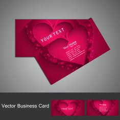 Valentine's Day colorful heart business card set design vector