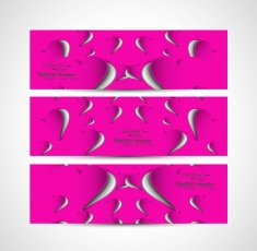 Valentines day hearts colorful three header set vector
