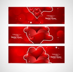 Red colorful heart Valentine's Day header design vector illustration
